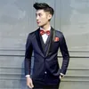 Men's Suits Navy Blue Blazer Trousers Terno Slim Fit Men 3Pcs Jacket Pants Vest Prom Tuxedo Groom Party Wear Homme Masuclino Costume