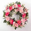 Dekoratif çiçek çelenk 40cm yapay ipek gül çelenk çiçek sahte çelenk düğün partisi dekorasyon ön kapı duvar asılı çiçek aranjman t220905