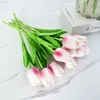 フェイクフローラルグリーン10PCS TULIP KUNSTMATIGE REAL TAUCH BOEKET NEP BLOEMEN VOOR BRUILOFT DECORATIE LENTE PARTY DIY HUIS TUIN J220906