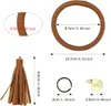 4PCS Leather Wrist Keychain Bracelets Charm Round Key Ring Large Circle Tassel Chain PU Wristlet Holder Bangle for Women Girls