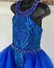 Macacão de vestido de concurso de menina azul royal