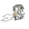 Abendtaschen Luxus Frauen Designer Silber Metall Pailletten Kette gewebtes Clutch Female Urlaubs Schulter Handtasche 220906