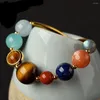 Strand Universe Galaxy The Eight Planets Solar System Beads Bracciale Energy Star Braccialetto a catena in pietra naturale per regalo da donna