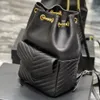 Joe Backpack Calfskin Leather y- quilted 오버 스티칭 금속 하드웨어 드로우 스트링 클로저 패션 패션 럭셔리 여성 디자이너 조절 가능한 스트랩 숄더백