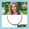 Chokers Fashion Pearl Necklace For Women And Men Handmade Black Leather Cord Choker Street Punk Jewelry Drop Delivery 2021 N Yydhhome Dhfds