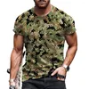 Men's T Shirts Men's Camo T-Shirts Short Sleeve Round-Neck Summer Workout Sports Casual Tops Oversized Loose Breathable Street Male Tees