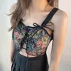 Women's Tanks Women Retro Strappy Sleeveless Crop Tops Ladies Floral Print Sexy Skinny Vest Short Camisole Club Street Wear