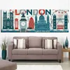 Drucken Sie Leinwand-Kunst-Abstrakte Big Ben-London-Eye-Brücke-Stadtgebäude-Landschaftsmalerei-modernes Wand-Bild-Plakat für Wohnzimmer