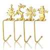 Julstrumpa Hållare krokar hjortar snöflinga snöman julgran guld silver metallklipp xmas fest dekoration leveranser