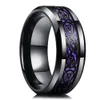 8 Colors 8mm Men's Stainless Steel Dragon Ring Inlay Red Green Black Carbon Fiber Rings Wedding Band Jewelry Size 6-13