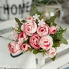 Finto verde floreale 1 pz bouquet di peonia di seta decorazione della casa accessori festa di nozze scrapbook piante finte fai da te rose artificiali fiori J220906