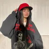 Hoodie de esqueleto capuzes stromestone zípeira de moletafas de camisolas legais zíper preto de outono grande feminino harajuku jacket com capuz streetwear 1hol