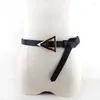 여성용 벨트 청바지 골드 삼각형 핀 버클 벨트 매듭 얇은 부드러운 단단