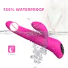 Kosmetyki Wibrator dla kobiet 360 Obracanie Dual G Spot Dildo Krlik Wibacje Silikonowe Oogrzewanie Clit Anal Masager Zabawki erotyczne