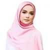 Boinas 90 90cm Pañuelo cuadrado de seda Hijab Moda Mujer Chales de colores sólidos y envoltura Oficina Señora Cuello de pelo Foulard India Pañuelo musulmán