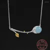 Pendant Necklaces Amxiu réel 925 en argent Sterling fleur pendentifs pierre naturelle bijoux faits à la main Lotus bourgeons collier pour femmes filles cadeaux