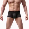 Sous-vêtements sous-vêtements pour hommes Boxer hommes respirant maille boxeurs mâle Sexy culottes hommes voir à travers U pochette troncs pantalon