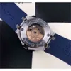 Luxe mechanisch herenhorloge ingelijste chronograaf met drie ogen Britse rubberen riem met pingesp Mode holle Zwitserse Es-merkpolshorloge