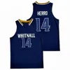 WSKT носит мужчин 14 Whitnall High School Basketball Jersey, сшитый военно -морской флот, белый голубой Кентукки Дикие кошки Тайлер Херро Колледж Maillot de Corpet