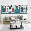 Toile imprimée d'art abstrait Big Ben London Eye BRIDGE, peinture de paysage de bâtiment de ville, affiche murale moderne pour salon