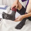 Спортивные носки большого размера пять пальцев для мужчин чисто хлопковое полоса