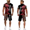 Survêtements pour hommes Flying Dragon 3D T-shirts pour hommes imprimés Ensemble de survêtement / hauts / shorts pour hommes Sportswear Cool manches courtes Summer Male Suit 220905