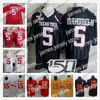 American College Football Wear NCAA TTU Texas Tech #5 패트릭 마홈스 2세 블랙 저지 레드 2019 CFB 150TH 캔자스 시티 화이트 마이클 크랩트리 KC 옐로우 남성 유니폼