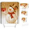 Pupazzo di neve di Natale Tende da doccia Albero di Natale Regalo di Babbo Natale Stampato Tappeto da bagno Tappetino da toilette impermeabile Tende da doccia Set BH7495 TQQ