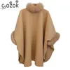 Lã feminina mistura colarinho de pele de casacos de casacos de lã comprida roupas de inverno de inverno Cape Wool Blends Office Lady coreana Mulheres roupas 220906