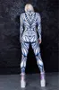 스테이지웨어 2022 다색 할로윈 여성 Scary Comes 고딕 양식 로봇 펑크 jumpsuit Catsuit 섹시한 여성 미래 기술 T5527909