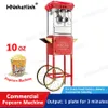 Voedselverwerkingsapparatuur Red Popcorn Maker Professional Cart 10 oz Kettle maakt maximaal 32 kopjes vintage filmtheater popcornmachine met interieurlicht