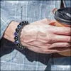 Beaded Strands 6Pcs Classic Blue Tiger Eye Natural Stone Strands Bracelets Adjustable Size 8Mm 10Mm Braided Onyx Beaded Bra Yydhhome Dhlci