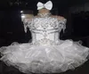귀여운 흰색 오간자 소녀 039S 미인 대회 드레스 공주 비즈 크리스탈 파티 cu