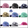 Ball Caps Outdoor Sport Sequin Pentagram Ball Caps Washed Hole Net Hat Classics Women Adjustable Headgear Colourf Drop Delive Bdehome Dhxfd