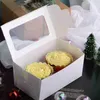 Hediye Sargısı 2/4/6 Delikler Cupcake Kutusu Pencere Kartosu Kraft Kraft Kağıt Kek Muffin Kurabiyeleri Şeker Paketleme Düğün Doğum Günü Partisi Malzemeleri