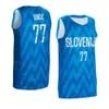 Zeefdruk Slovenië Basketball 3 Goran Dragic Jersey 2022 EuroBasket 10 Mike Tobey 11 Jaka Blazic 30 Zoran Dragic 8 Edo Muric Luka Doncic 77 Blue White National Team