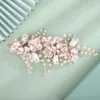 Başlıklar Gelin El Yapımı İnciler Rhinestones Çiçek Yan Basit Saç Tarağı Klipler Düğün Prom Partisi Boho Takı Aksesuarları İçin