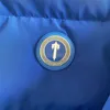 メンズトラップスターダウンジャケットブルーアイロンチートジャケットデタッチ可能なフードトップ刺繍綿サーマルスポーツウェア女性パーカーXS-XL
