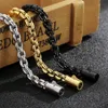 316L Rostfritt stål smycken Boxkedjor Män kvinnor Nödvändiga armband Högpolerad Hip Hop 8mm O Chain Gold Black Steel 21,5 cm