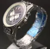 Nouvelle montre à quartz pour hommes chronographe 46MM noir argent bracelet en acier saphir solide sports pour hommes