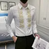 Men's Casual Shirts Luxury Embroidery Shirt Men Fashion Slimlong Sleeve Social Streetwear Clothing Business Formal Dress