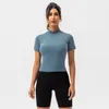 Yoga Sleeved curta para a camiseta feminina Roupa de ioga de novo esporte antibacteriano de nude