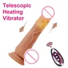 Articoli di bellezza Realistyczne podgrzewany elektrycznie Dildo wibrator bezprzewodowy Penis teleskopowy duy G Spot stymulacji przyssawka sexy zabawki dla kobiet