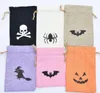 Christmas Halloween Party Supplies Canvas gift Candy Wrap Drawstring Bags Xmas kids Gifts Pouch Santa Snowman Witch Pumpkin Decorations 906