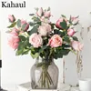 Faux Floral Greenery Новые красивые розы ветвь искусственные шелковые цветы поддельные цветы для свадебного дома украшения розовые шелковые цветы Валентин J220906