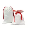 Sublimação santa saco algodão em branco Bolsa de lona de tração de tração de natal para bolsa de estopa listrada com DIY Large Candy