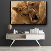 Canvas Painting Lion and Tiger Wild Animal Landscape Scandinavian Posters and Prints Cuadros Wall Art Picture For Living Room