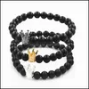 Beaded Strands Matte Black Agate Crown Bracelet Men And Women Fashion Simple Jewelry Drop Delivery 2021 Bracelets Dhseller2010 Dhgzp