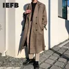 Trenchs pour hommes IEFB / vêtements pour hommes trench-coat mi-long imprimé à carreaux coréen beau surdimensionné automne genou coupe-vent à double boutonnage 9Y3943 220907