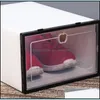 Storage Boxes Bins Thicken Plastic Shoe Boxes Clear Dustproof Storage Box Transparent Candy Color Stackable Shoes Organizer Wholesal Dhalh